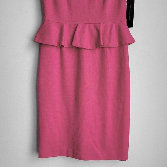 NWT Cynthia Steffe Hot Pink Lace Cutout Back Bodycon Peplum Dress - Picture 6 of 14